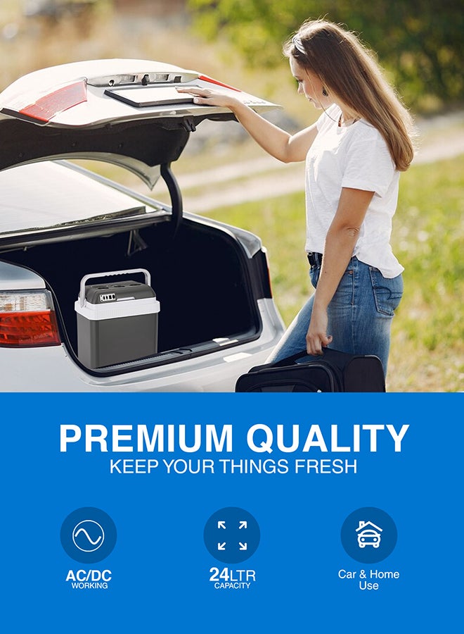 GEEPAS Hot & Cold Car Fridge with AC/DC Working Mode, Suitable for Car and Home Use, Easy to Carry Portable Refrigerator with Durable PP Material Construction 24 L GCF63062 Grey & white - Image 3