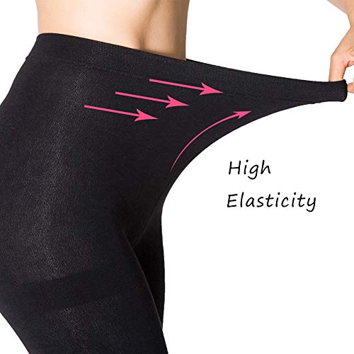 MANZI 2 Pairs 400D Women's Black Thermal Warm Winter Fleece Tights, Large - Image 2
