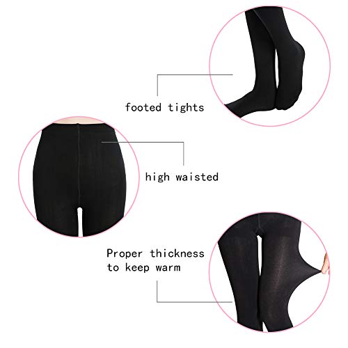 MANZI 2 Pairs 400D Women's Black Thermal Warm Winter Fleece Tights, Large - Image 3