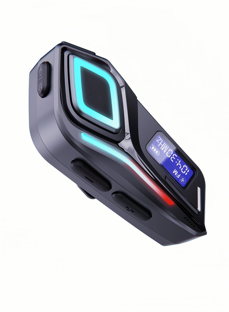 Bluetooth 5.4 Motorcycle Helmet Headset, 40H Battery, 40MM Metal Bass+Smart ANC, IPX8 Waterproof, Voice Assistant, LED Light, FM Radio– Universal Helmet Fit for Cycling/Biking - Image 4