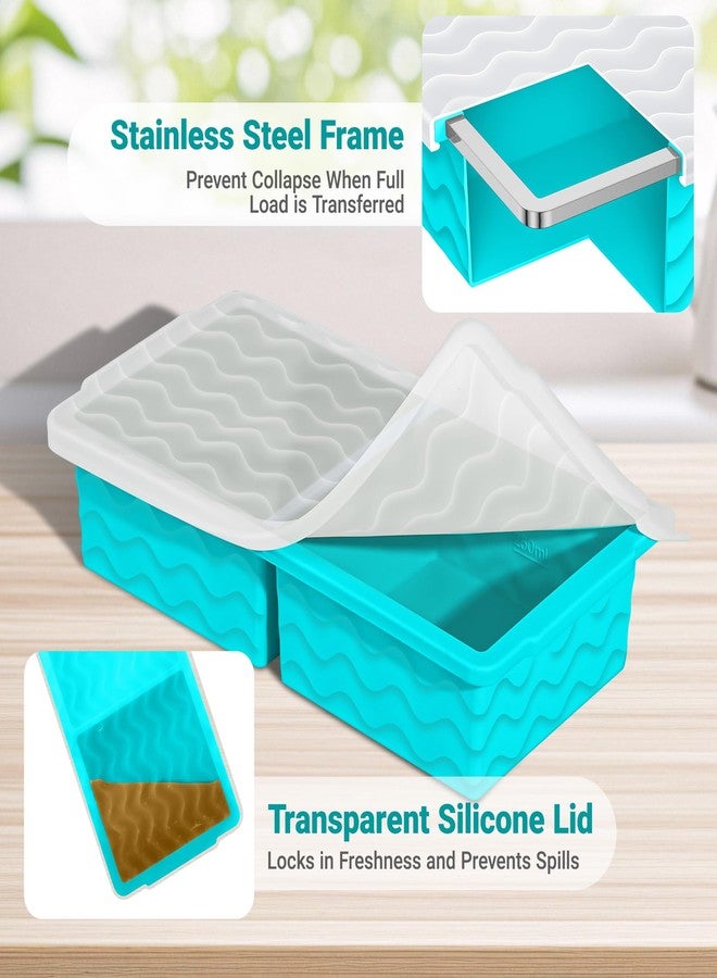 Aopigavi Silicone Freezer Tray with Lid - 2-Cup Soup Freezer Container Molds, Large Ice Cube Trays for Freezing Soup, Sauce & Broth, Meal Prep & Food Storage - Oven & Dishwasher Safe, 2-Pack - Image 4