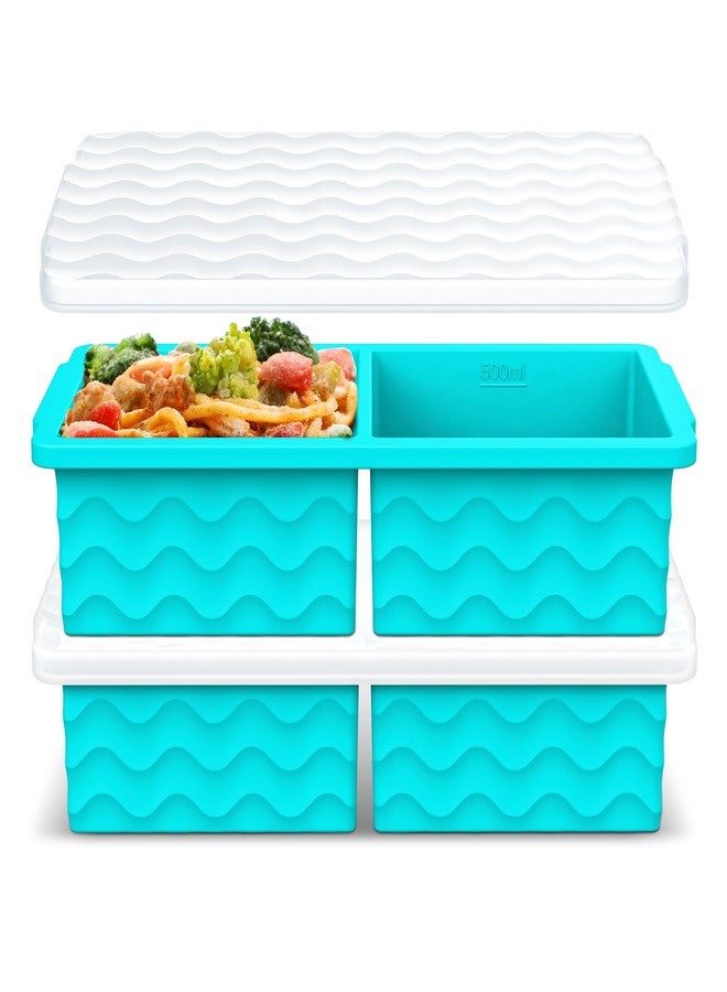 Aopigavi Silicone Freezer Tray with Lid - 2-Cup Soup Freezer Container Molds, Large Ice Cube Trays for Freezing Soup, Sauce & Broth, Meal Prep & Food Storage - Oven & Dishwasher Safe, 2-Pack - Image 1