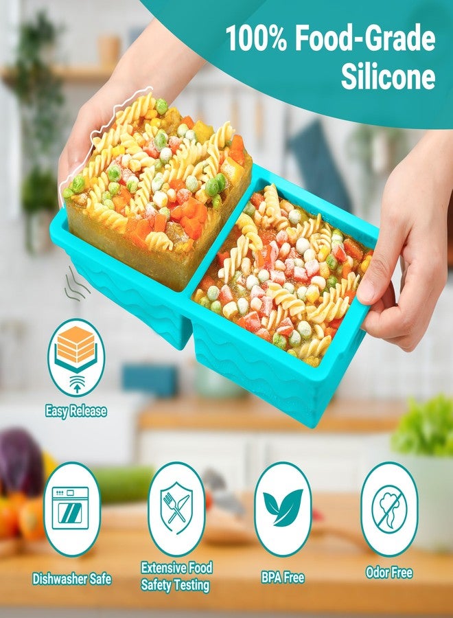 Aopigavi Silicone Freezer Tray with Lid - 2-Cup Soup Freezer Container Molds, Large Ice Cube Trays for Freezing Soup, Sauce & Broth, Meal Prep & Food Storage - Oven & Dishwasher Safe, 2-Pack - Image 3