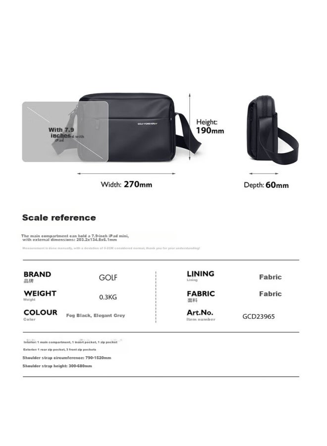 Golf حقيبة كتف جولف للرجال، حقيبة كروس بودي بسعة كبيرة، مقاومة للماء، غير رسمية، خفيفة الوزن، حقيبة آيباد، حقيبة تنقل، حقيبة رياضية للرسائل - Image 3