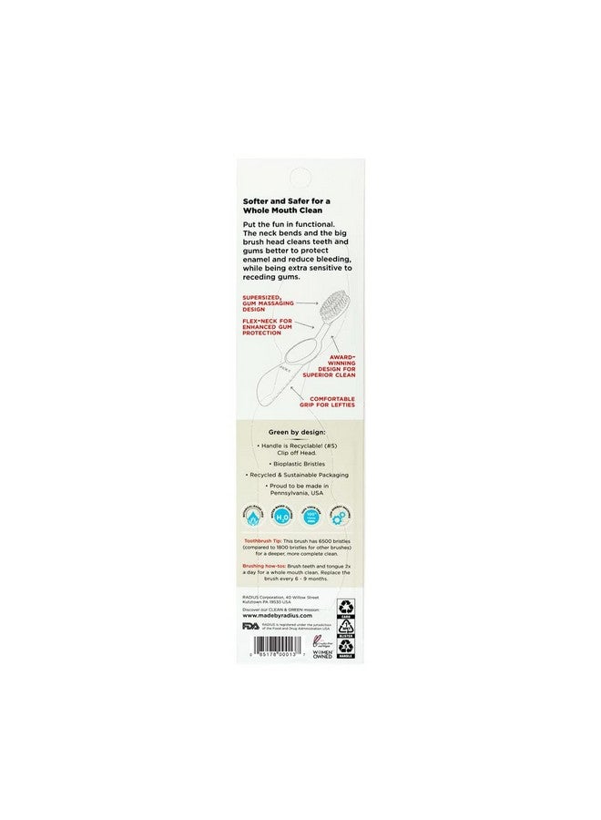 Radius Toothbrush Flex Brush BPA Free & ADA Accepted Designed to Improve Gum Health & Reduce Gum Issues - Right Hand - Lime White - Pack of 1 - Image 4
