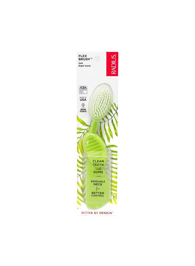 Radius Toothbrush Flex Brush BPA Free & ADA Accepted Designed to Improve Gum Health & Reduce Gum Issues - Right Hand - Lime White - Pack of 1 - Image 1