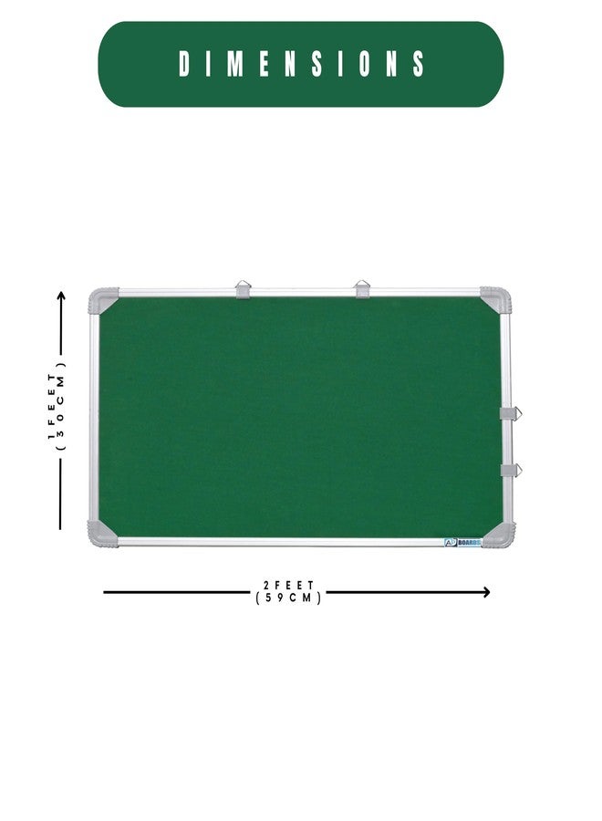 لوحة إعلانات/قماش ناعم بإطار من الألومنيوم من AP BOARDS™ (2 × 1 قدم) للمكاتب والمدارس والمنازل، كما أنها رائعة للاستخدام الشخصي والمهني - عبوة من قطعة واحدة (أخضر) - Image 2