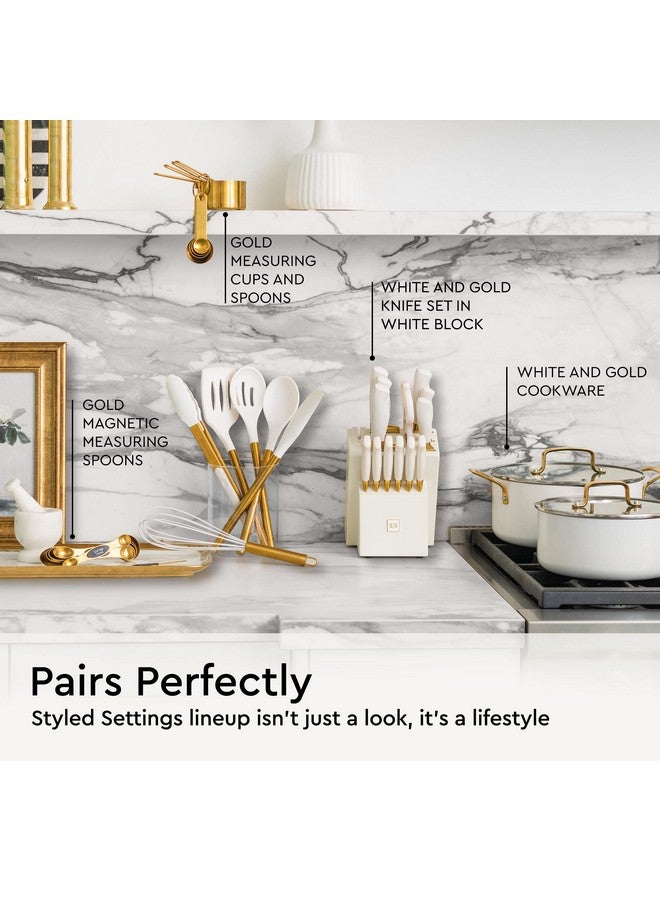 STYLED SETTINGS White & Gold 6-Piece Silicone Kitchen Utensils Set Cooking, Mixing, Serving & Preparing Tools - Image 4