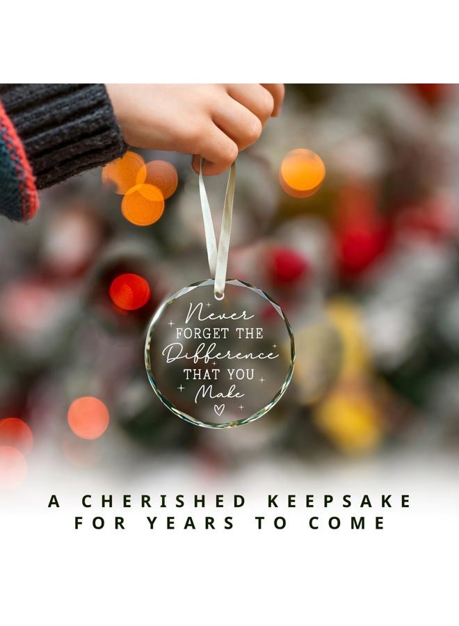SUCHAGIFT Thank You Gifts for Women, Employee, Boss, Coworkers, Manager, Teacher, Nurse, Friend - Never Forget The Difference You Make Gifts - Appreciation Retirement Farewell Goodbye Thank You - Glass Ornament - Image 4