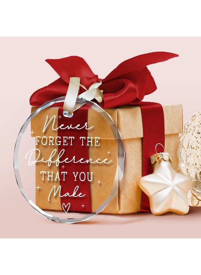 SUCHAGIFT Thank You Gifts for Women, Employee, Boss, Coworkers, Manager, Teacher, Nurse, Friend - Never Forget The Difference You Make Gifts - Appreciation Retirement Farewell Goodbye Thank You - Glass Ornament - Image 3