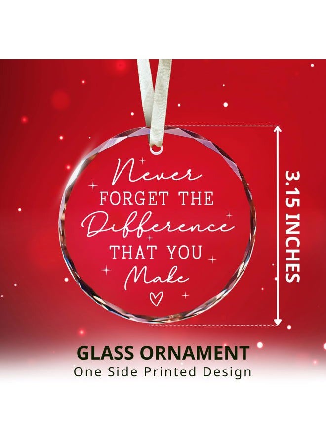 SUCHAGIFT Thank You Gifts for Women, Employee, Boss, Coworkers, Manager, Teacher, Nurse, Friend - Never Forget The Difference You Make Gifts - Appreciation Retirement Farewell Goodbye Thank You - Glass Ornament - Image 2