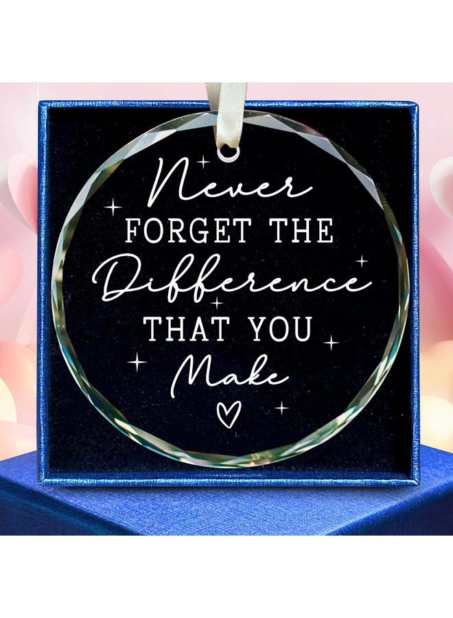 SUCHAGIFT Thank You Gifts for Women, Employee, Boss, Coworkers, Manager, Teacher, Nurse, Friend - Never Forget The Difference You Make Gifts - Appreciation Retirement Farewell Goodbye Thank You - Glass Ornament - Image 1