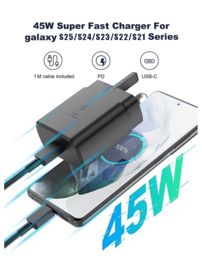 Fast Charger for Samsung Galaxy Charger Head with Charging Cable 45 watts, S25 Ultra S25 Plus S25 S24 S23 S22 Ultra S22 S21 Ultra S21 S21 A54 A53 A52 A32-45W with Type-C 5A fast Cable - Image 2