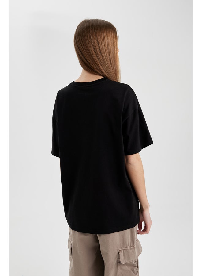 DeFacto Woman Oversize Fit Crew Neck Knitted Short Sleeve T-Shirt - Image 2