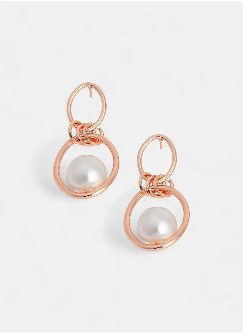 SOHI Contemporary Pearls Drop Earrings