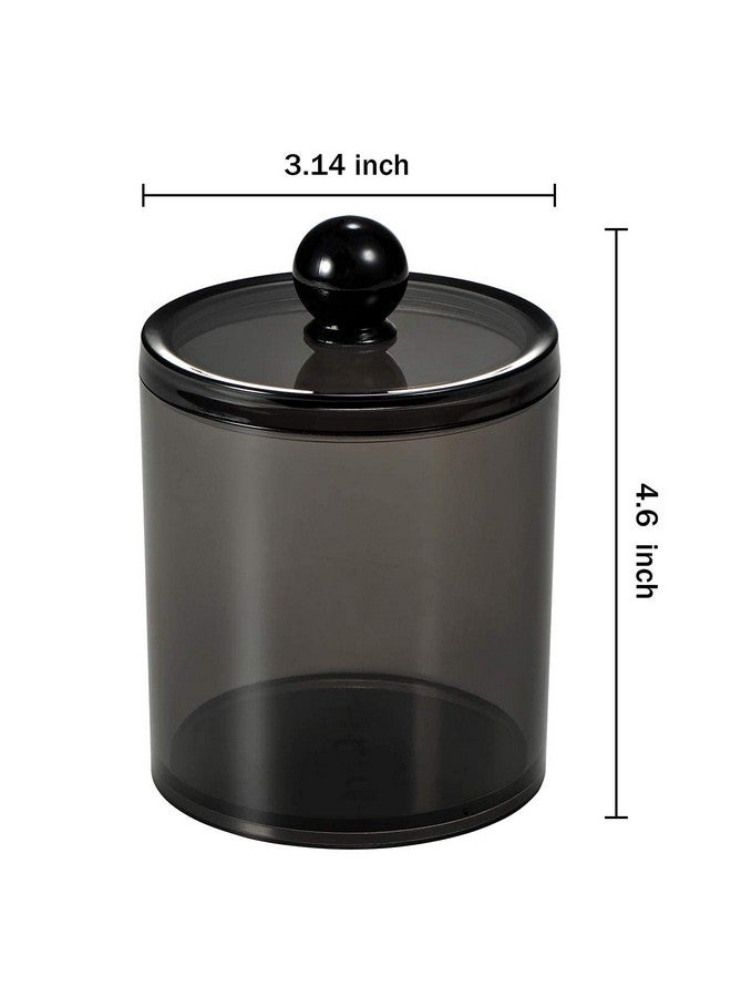 Zeinwap Cottonswab Storage Dispenser Set, Light Black Clear Acrylic Apothecary Jar for Bathroom Vanity Organizer, Home Apartment Modern Bathroom Decor, Cotton Ball Box (Pack of 2) - Image 3