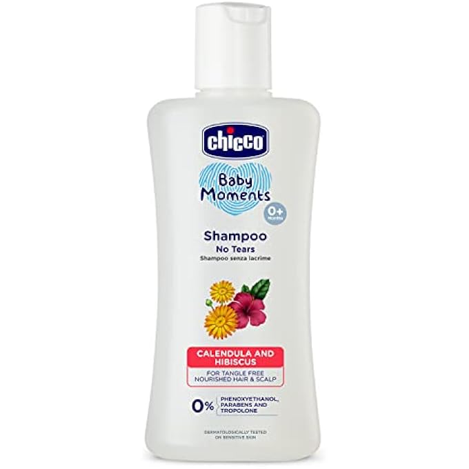 Chicco Baby Moments Shampoo for Tear-Free Bath Times, New Advanced Formula with Natural Ingredients, Suitable for Babyâ€™s Tangle Free, Smooth Hair, No Phenoxyethanol and Parabens (200ml)