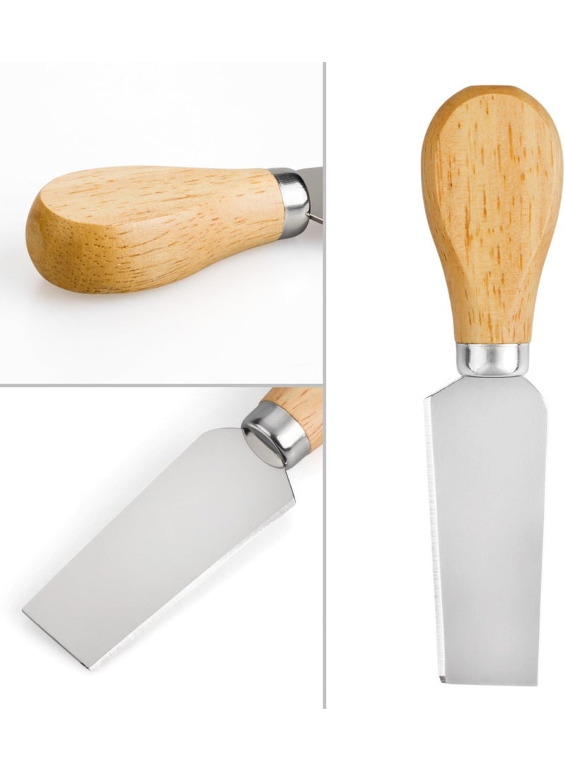 Cheese Knives - 4 Pieces Set Cheese Knife - Stainless Steel Cheese Slicer with Wood Handle Cheese Cutter,4 Cheese Knives Set include:Mini Knife, Butter Knife, Spatula & Fork - Image 3