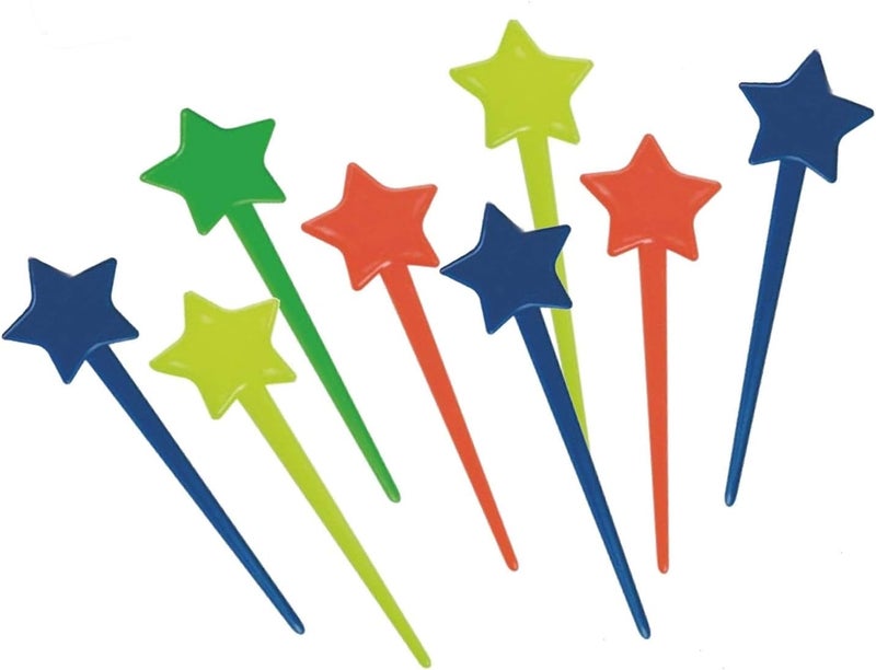 Comicfs 250 Pcs Plastic Star Toothpicks Picks for Appetizers 35 Fruit Fork Cocktail Sticks Disposable Cocktail Sticks and Cocktail Picks for Drinks Multicolor Plastic Star Cocktail Picks 19 - Image 1