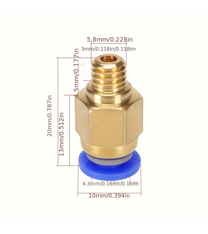 10 قطع تركيبات هوائية PC4 M6 M10 باللون الأزرق والأسود لطابعة Creality Ender CR10 ثلاثية الأبعاد - Image 2