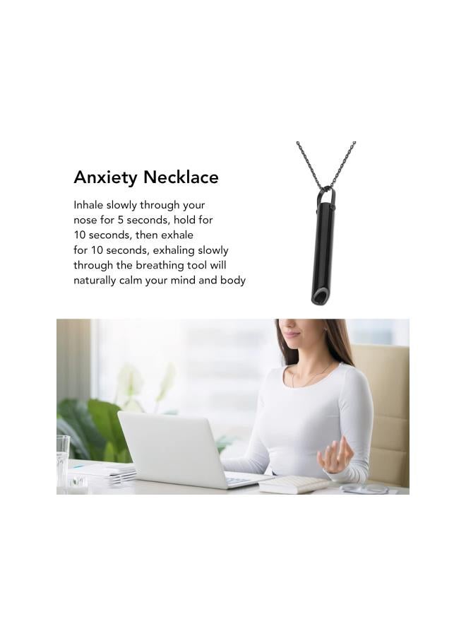 عنقود تخفيف التوتر، قلادة تنفس واعية، أداة تنفس لتخفيف القلق، تمارين التنفس، تأمل، استرخاء وتهدئة، إبطاء التنفس (أسود) - Image 2