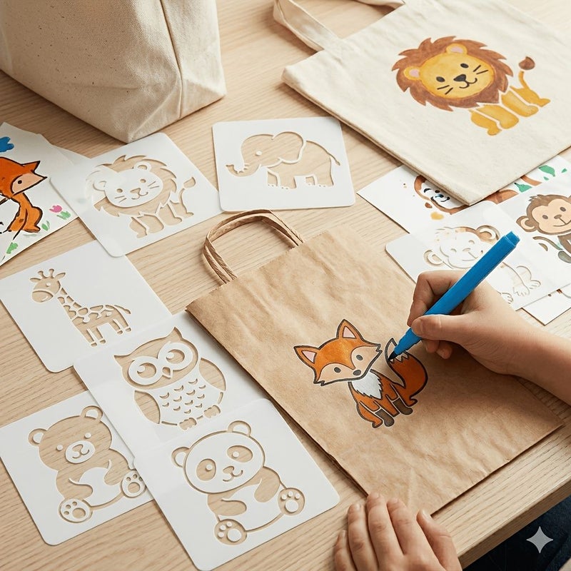 9pcs Washable Animal Drawing Stencils For Paper Fabric And Wood Diy - Image 3