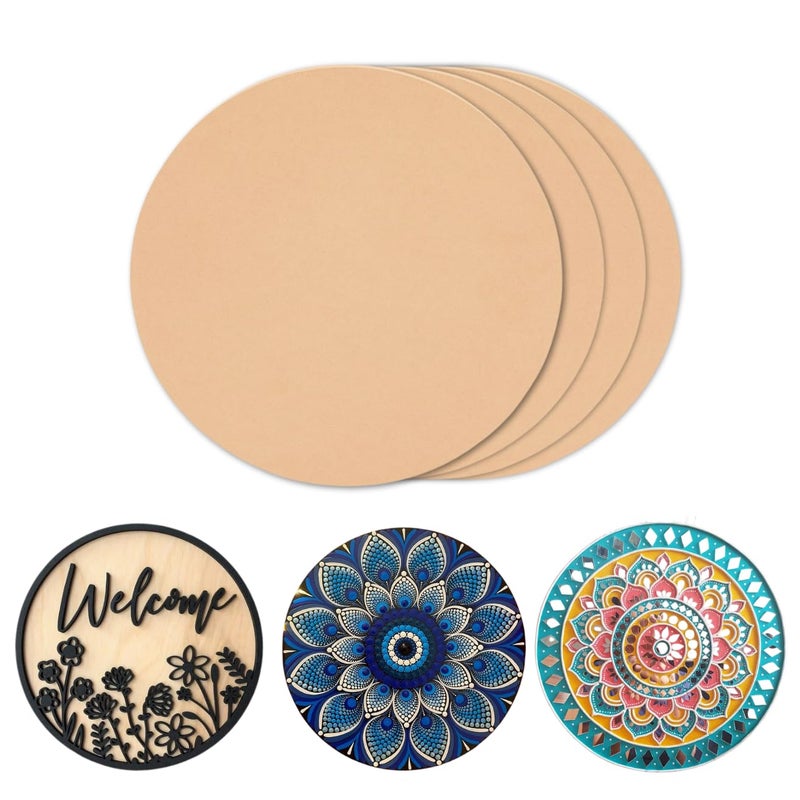 CRAFNICK Round MDF Boards for Art and Craft 6 Inch 25mm Plain MDF Cutouts Unfinished Round Wood Slices for Resin Art Lippan Mandala Painting DIY Craft Materials Wooden DIY Items 15