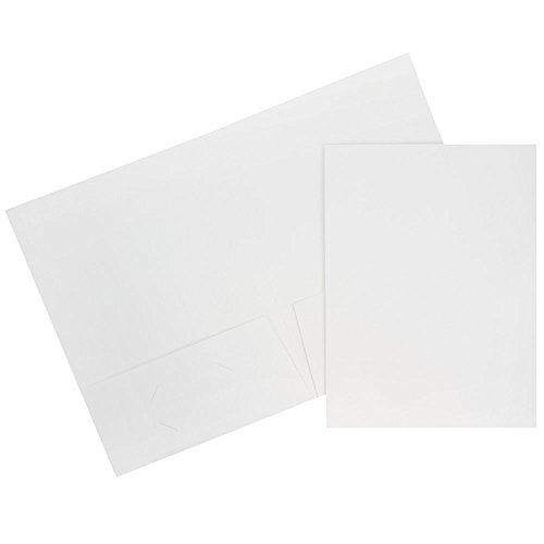 JAM PAPER Two Pocket Textured Linen Presentation Folders - Letter Size Business Folder - White - Bulk 50/Box - Image 1