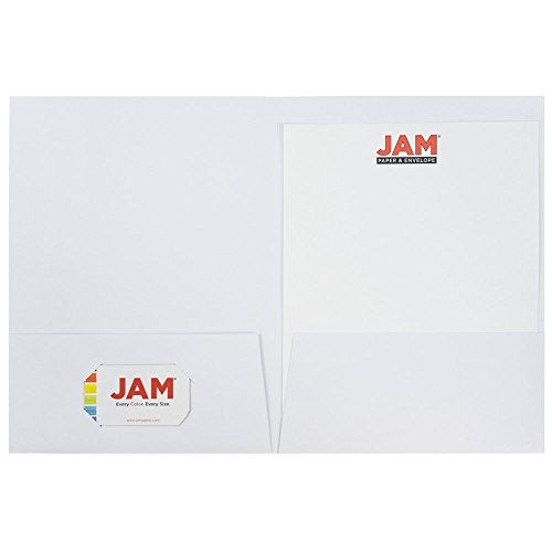 JAM PAPER Two Pocket Textured Linen Presentation Folders - Letter Size Business Folder - White - Bulk 50/Box - Image 3