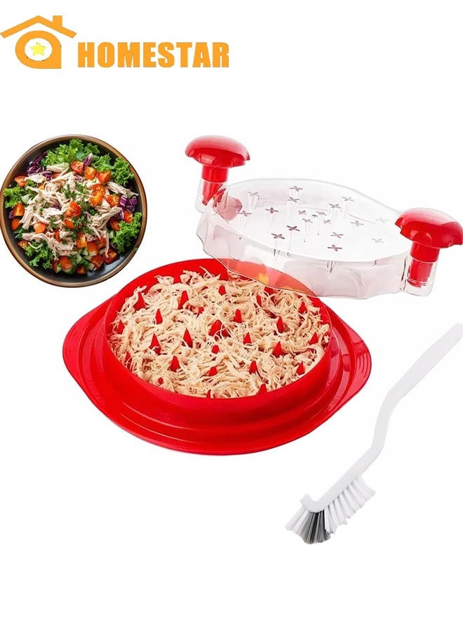 HOMESTAR Large Chicken Grinder for Chicken Breast Grinder with Brush and Fork, Visible Meat Grinder Machine, Strong Anti-Slip Strip, Ergonomic Handle, BPA Free, Red - Image 1