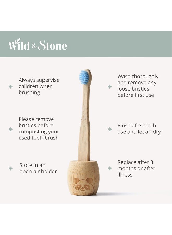 Wild Stone Organic Childrens Bamboo Toothbrush Four Colors Soft Fibre Bristles 100 Biodegradable Handle BPA Free Vegan Eco Friendly Kids Toothbrushes - Image 3