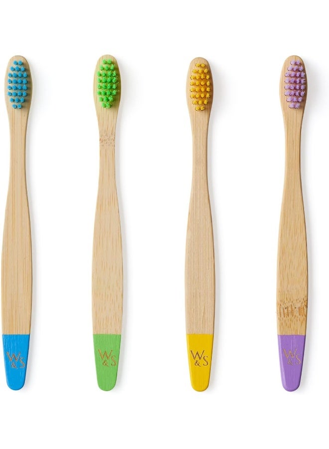 Wild Stone Organic Childrens Bamboo Toothbrush Four Colors Soft Fibre Bristles 100 Biodegradable Handle BPA Free Vegan Eco Friendly Kids Toothbrushes - Image 5