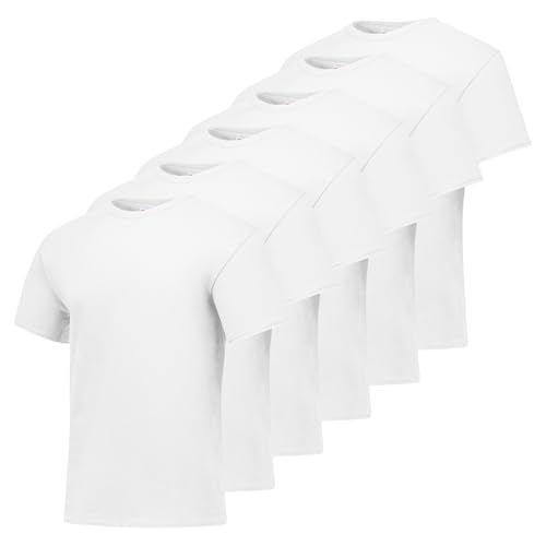 Hanes mens Essentials Short Sleeve T-shirt Value Pack fashion t shirts, White - 6 Pack, Medium US - Image 1
