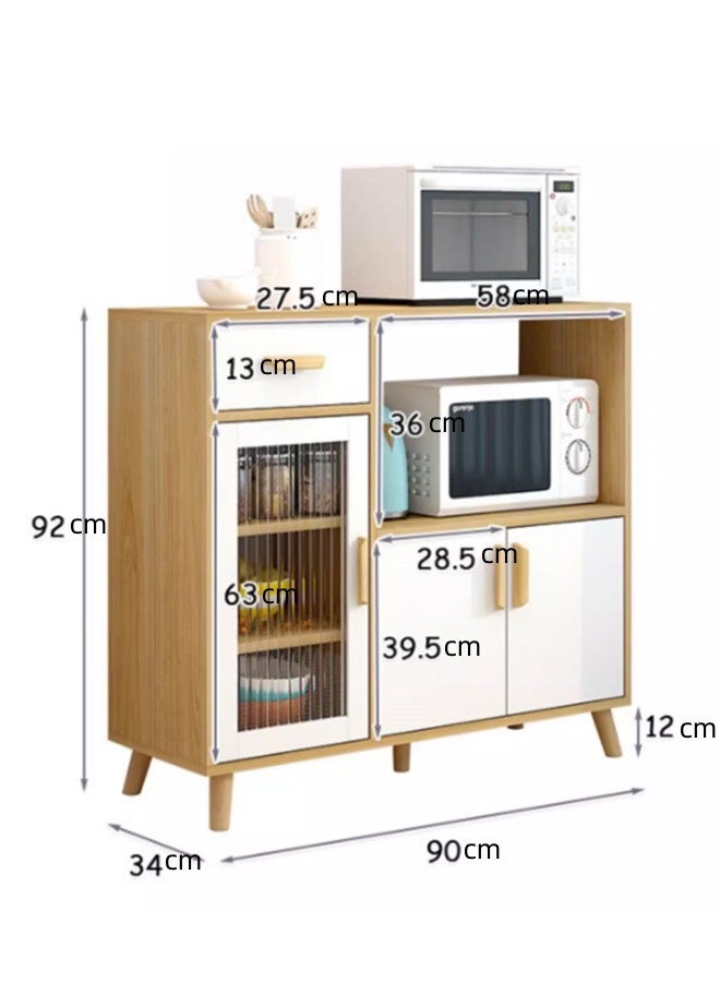 JCB CHIC Modern Cheast Of Drawers Storage Cabinet, Living Room Kitchen Closet Storage Sideboard Cabinet Bucket,Coffee Bar Cabinet Display Cabinet With Drawers and doors For Living Room(90×34×92CM） - Image 3
