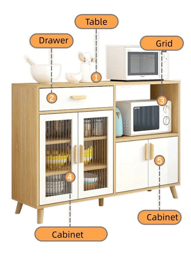 JCB CHIC Modern Cheast Of Drawers Storage Cabinet, Living Room Kitchen Closet Storage Sideboard Cabinet Bucket,Coffee Bar Cabinet Display Cabinet With Drawers and doors For Living Room(90×34×92CM） - Image 4