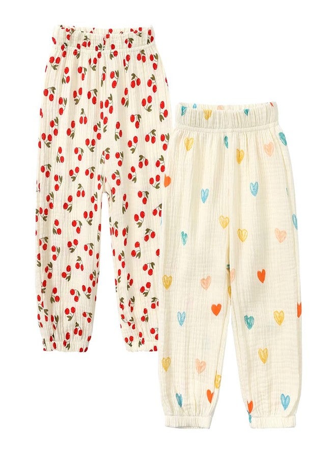 MYGBCPJS Baby Boys Girls 2 Pack Cotton Linen Long Bloomers Graphic Printed Trousers Ankle Length Kids Elastic Waist Pants - Image 1