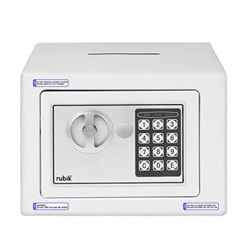 Mini Cash Deposit Drop Slot Safe Box with Key and Pin Code Option White - Image 4