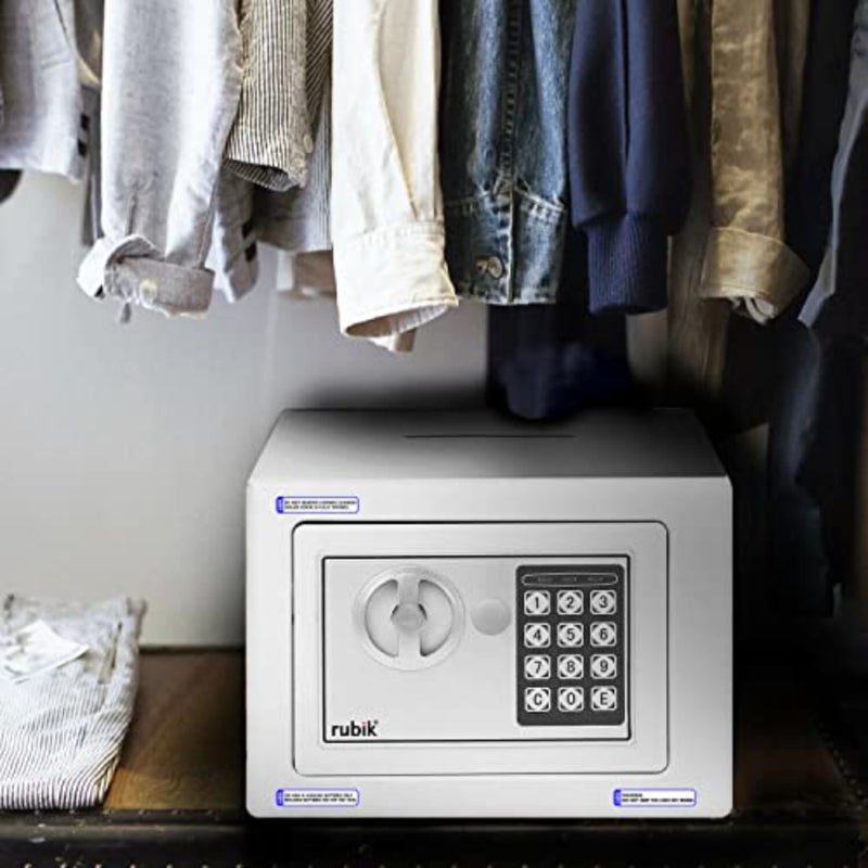 Mini Cash Deposit Drop Slot Safe Box with Key and Pin Code Option White - Image 2