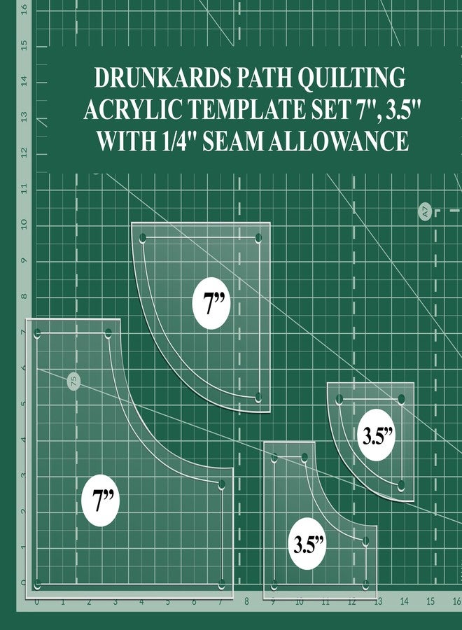 LaserThing Drunkard's Path Quilting Templates - 4-Piece Acrylic Set for Quilting, 7" & 3.5" with 1/4" Seam Allowance - Durable, Transparent Acrylic for Precise Cutting - for All Quilters - Clear - Image 3