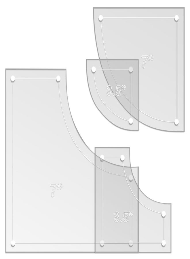 LaserThing Drunkard's Path Quilting Templates - 4-Piece Acrylic Set for Quilting, 7" & 3.5" with 1/4" Seam Allowance - Durable, Transparent Acrylic for Precise Cutting - for All Quilters - Clear - Image 2
