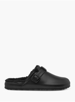Le Confort Women Solid Bedroom Mules with Fur Accent and Buckle Detail  - Image 2