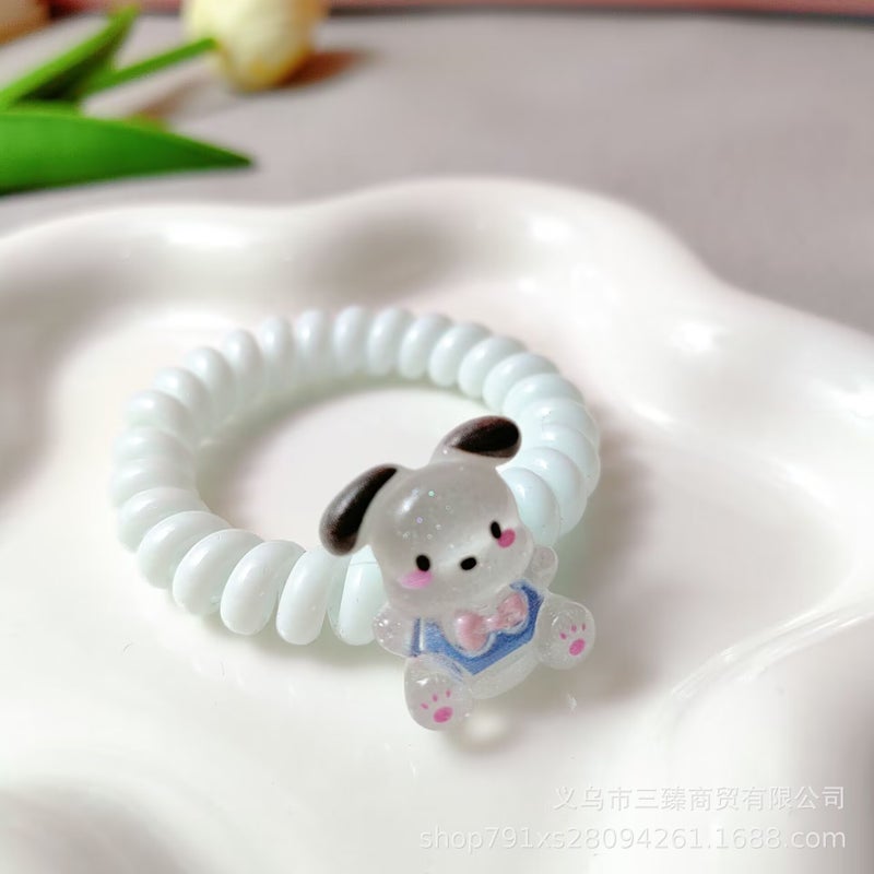 Cute Sanrio Colorful Phone Cord Hair Ties Cartoon Couple Student AccessoriesTelephone Line Sanrio [Real Color Parcha Dog]] Telephone Line Sanrio [Real Color Parcha Dog]]
