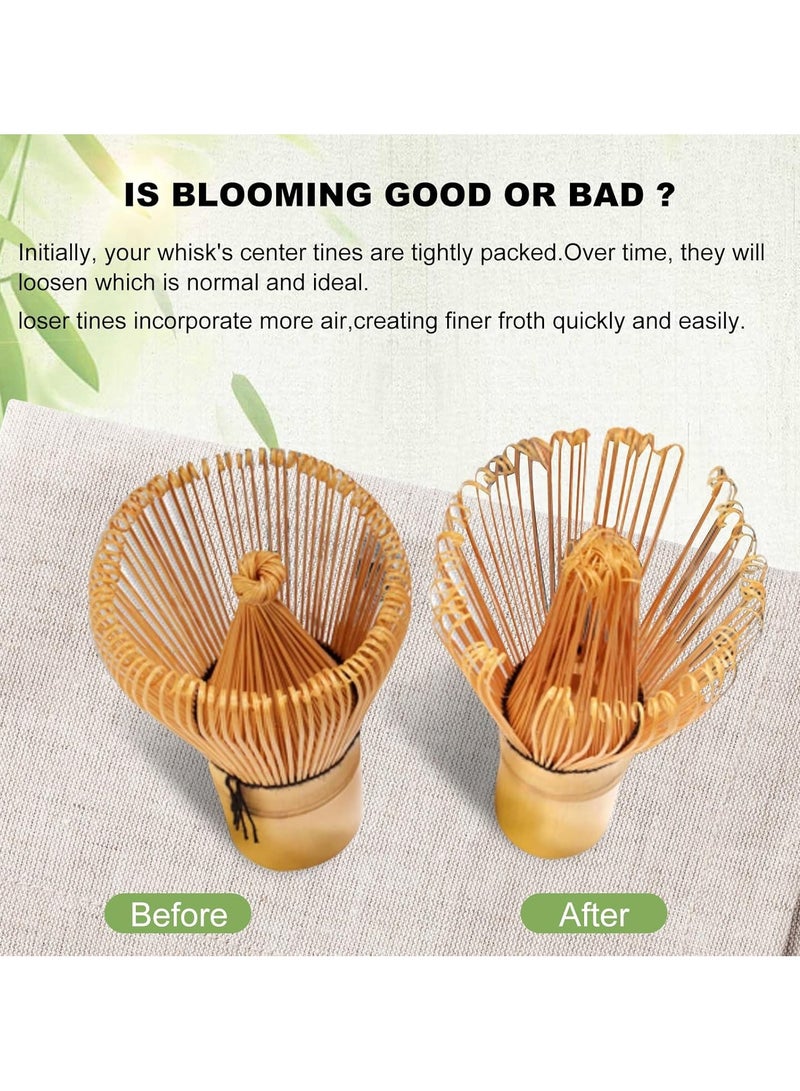 فلوشرينيك طقم خفاقة ماتشا، محرك ماتشا، مغرفة تقليدية، ملعقة شاي، الطقم المثالي لتحضير كوب شاي ياباني تقليدي، مصنوع يدويًا من الخيزران الطبيعي 100% - Image 3