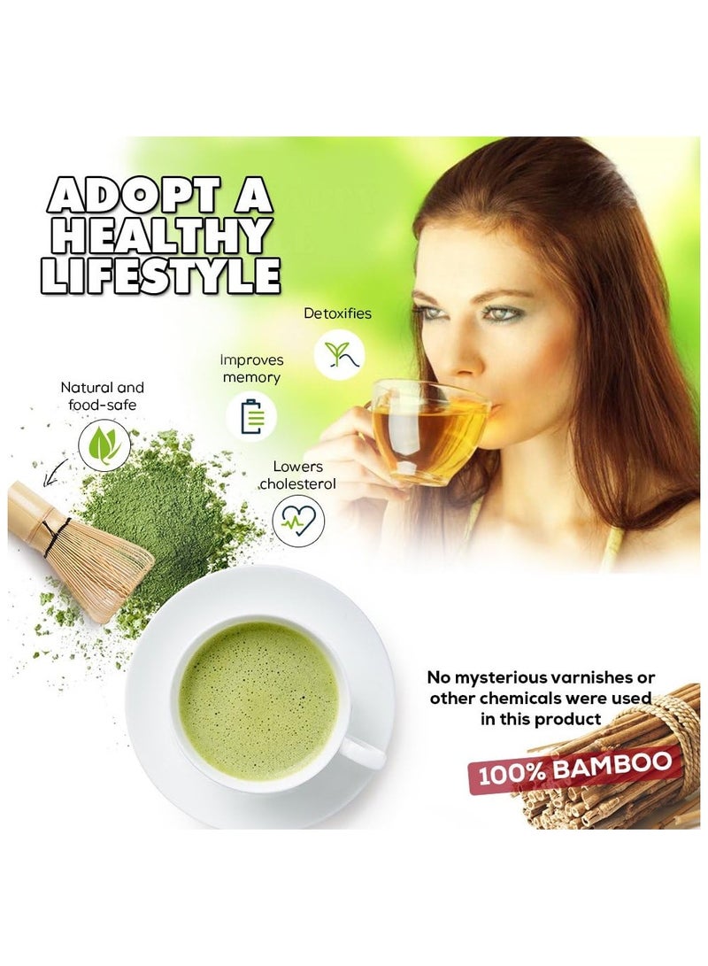 فلوشرينيك طقم خفاقة ماتشا، محرك ماتشا، مغرفة تقليدية، ملعقة شاي، الطقم المثالي لتحضير كوب شاي ياباني تقليدي، مصنوع يدويًا من الخيزران الطبيعي 100% - Image 4