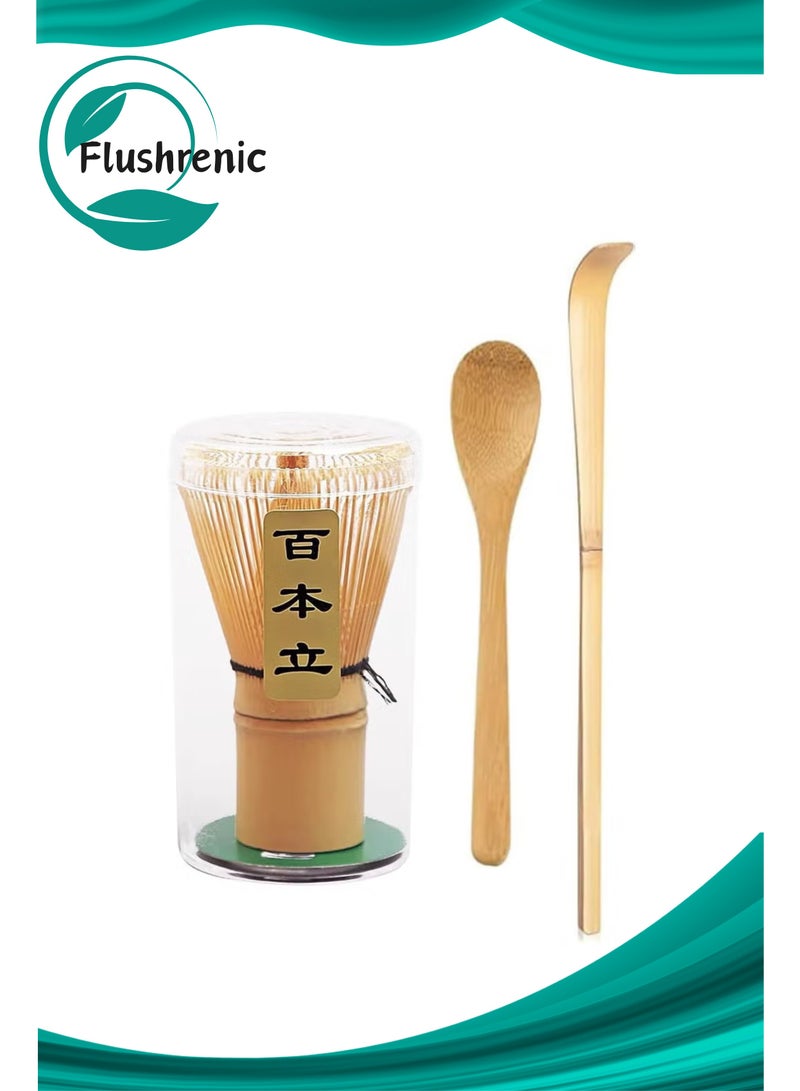 فلوشرينيك طقم خفاقة ماتشا، محرك ماتشا، مغرفة تقليدية، ملعقة شاي، الطقم المثالي لتحضير كوب شاي ياباني تقليدي، مصنوع يدويًا من الخيزران الطبيعي 100% - Image 1