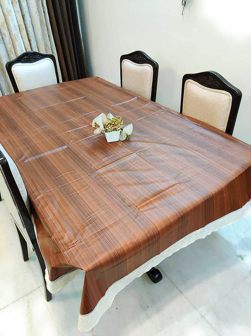 CASANEST Waterproof 6 Seater Dinning Table Cover with Leather Touch and White Lace for Size 60X90 inches printed003 - Image 1
