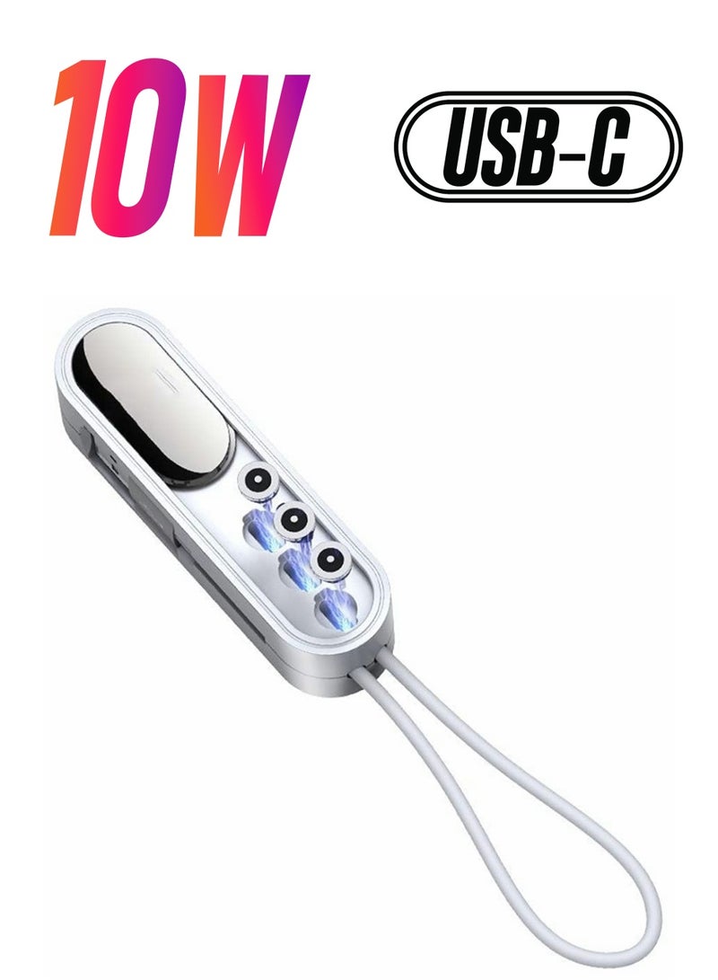 Excefore Charging Cable Magnetic 3-in-1 with Micro Night Light and Mobile Phone Holder Retractable Magnetic USB Data Cable for iOS Android tpye-c Phone (White) - Image 1