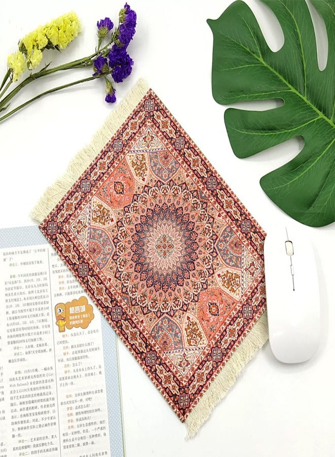 Aramu Vintage Mini Mouse Pad Coasters Oriental Mousepad Floral Style Funny Desk Mat Coasters Graduation Gift for Boho Doll House Rug with Anti Slip Rubber Base for Desk(Classic Style) - Image 1