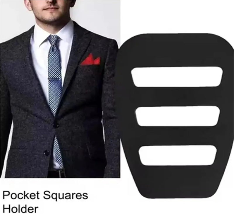 8PCS PP Pocket Squares Holder Black Universal Size Handkerchief Keeper Scarf Silk Fixed Clip Men - Image 2