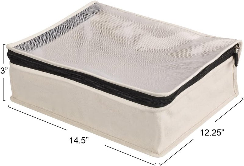 Household Essentials 3321-1 Cedarline Natural Cotton Canvas Zippered Sweater Bag | Storage Bag for Closets and Under the Bed | 2-Pack - Image 3